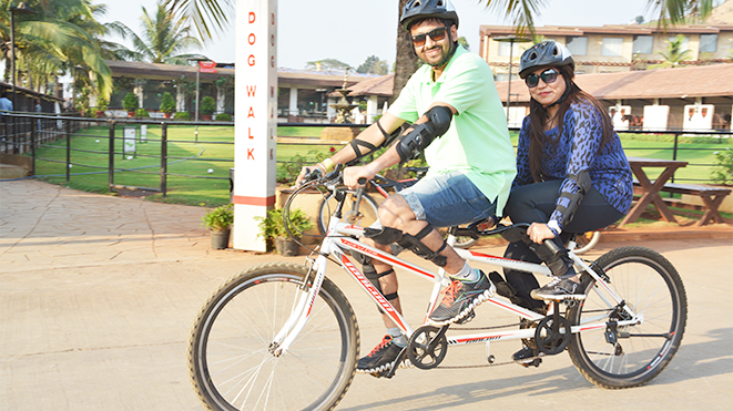 Ride Double Seater Tandem Cycle with your partner at Della Adventure Park